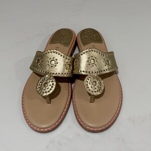 Jack Rogers Women’s 7.5 Platinum Gold Heritage Jacks II Flats Sandals
